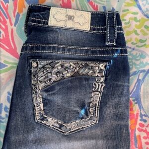Miss Me Dark Blue Embellished capri Jeans